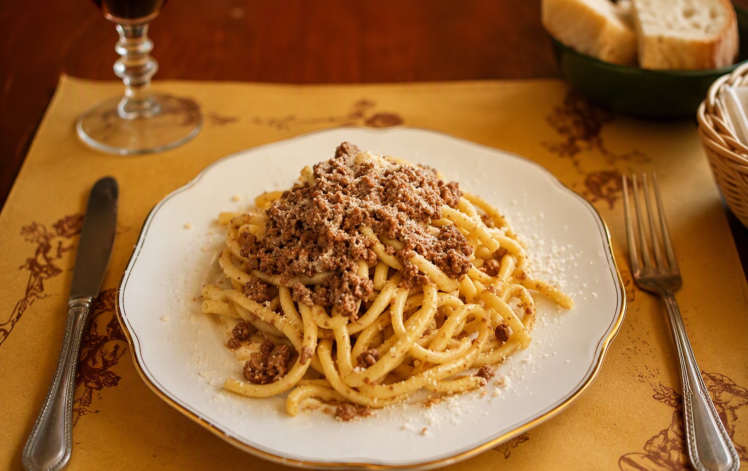 Pasta secca e manfricoli al ragù